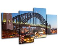 Sydney Harbour Bridge Australian Skyline Night Lights Canvas Art Print Photo