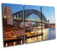 Sydney Harbour Bridge Australian Skyline Night Lights Canvas Art Print Photo