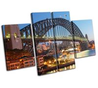 Sydney Harbour Bridge Australian Skyline Night Lights Canvas Art Print Photo