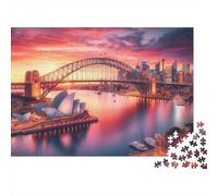 Sydney Harbour Bridge Puzzle 1000 Pezzi Carta per Adulti Tramonto Set Puzzle 1000 Pezzi Relax Decorazione Casa Regalo 38x26cm/1000pcs