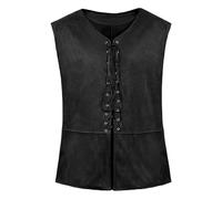 SYDUZAX Canotta Medievale Retrò Uomo Costume da Pirata Canotta Vichingo con Lacci in Stile Steampunk Rinascimentale Gilet Gotico Vittoriano per Cosplay Halloween