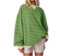 SYDUZAX Felpa Ampia da Donna Autunno e Inverno Felpa Girocollo Color Block a Righe a Maniche Lunghe Maglione Ampio Morbido e Confortevole di Grandi Dimensioni 2024 Nuove Felpe alla Moda