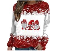SYDUZAX Felpa Natale Pile Donna 2024 Nuovo Offerte Maglione Natalizio Donna Felpe con Stampa Bicchiere di Vino Rosso Stampa Gnomo Natalizio Maglione Donna Invernale Maglione Natalizio Famiglia