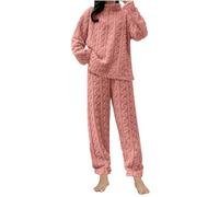 SYDUZAX Pigiama Donna Invernale 2024 Nuovo Offerte 2 Pezzi Pigiama Donna Lungo Soffice Pigiama di Flanella Spessa Pigiama Comodo con Zip + Pigiama Pantaloni Pigiama Sherpa Teddy Donna Caldo