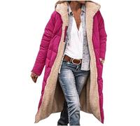 SYDUZAX Piumino Invernale Donna Piumino Lungo in Cotone Foderato in Lana Giacca Donna con Cappuccio a Maniche Lunghe con Zip Tascabile Tinta Unita Piumino Reversibile Casual Comodo e Caldo