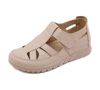 SYDUZAX Sandali Donna Estive Ortopedici Scarpe Chiuse con Punta Larga Sandali Passeggio con Supporto per Arco Plantare Fascite Plantare Scarpe Comodi Giardino Romano in Similpelle Retrò