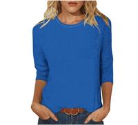 SYDUZAX T-shirt da Donna Casual Ampia Tinta Manica a tre quarti Girocollo Manica 3/4 T-shirt da Donna Basic Elegante Adatta per la Primavera e L'estate Leggera Comoda e Traspirante