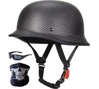SYEBVTQ Vintage Motorcycle Casco, Casco retrò Jet Mezzo Omologato ECE con Fibbia Sgancio Rapido Regolabile Retro Open Face Donna Uomo Vintage Street Bike Touring Cruiser
