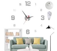 Syeefula 3D DIY Luminous Acrylic Wall Clock Set, Frameless DIY Round Decorative, Luminous Frameless Wall Clock Stickers, No Drill Silent for Home Living Room Bedroom Office Décor (Silver,A(40cm))