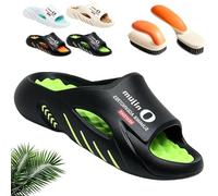 Syeefula Non-Slip Thick Sole Cloud Slides for Men, Cloud Slides Orthopedic Slippers, Anti-slip and Durable for All-Day Ease (black&green,42)