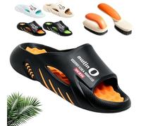 Syeefula Non-Slip Thick Sole Cloud Slides for Men, Cloud Slides Orthopedic Slippers, Anti-slip and Durable for All-Day Ease (black&orange,40)
