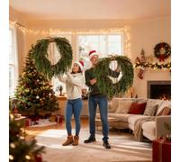 Syengery Ghirlande Natalizie, Decorazione Casa Con Verde Di Pino, 50cm Ghirlanda Realistica per Segnali di Benvenuto, Per Interno Esterno Soggiorno Cucina Finestra Portico Ingresso Giardino Balcone