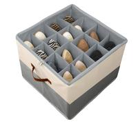 SYEXDZON Organizer per Scarpe, Grande Scatola per Scarpe Contenitore con Scomparti Regolabili, Pieghevole Risparmio Spazio, 16 Paia, Beige-grigio, 43x43x31 cm