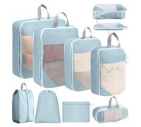 SYEXDZON Organizer Valigia, 8 Pezzi Espandibile Packing Cubes per Zaino, Ultraleggero Organizer Viaggio per Bagagli da Trasporto (Blu)