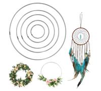 SYEYCW 10 Pezzi Cerchi per Acchiappasogni, Argento Anelli Ghirlanda, Cerchio per Ghirlanda Metallo, Cerchi Floreale Metallo per Decorazioni, per DIY di Ghirlande di Nozze, 50/80 / 120/150 / 200mm