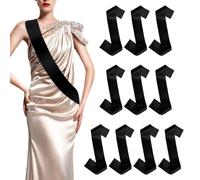 SYEYCW 10 Pezzi Fasce Vuote in Raso, Fascia Vuote per Addio al Nubilato, Decorativa per Fai da Te, per Feste di Matrimonio, Feste di Compleanno, Laurea, Addio al Celibato, Decorazioni, Nero