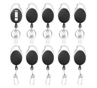 SYEYCW 10 Pezzi Nero Porta Badge Retrattile, 2 Modelli Portachiavi Retrattile, Clip a Bobina con Moschettone, Retrattile Bobina di Chiave a Catena, per Carta D'Identità, Portachiavi
