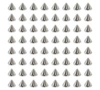 SYEYCW 100 Pezzi Argento Punta a Cono, 8 x 10mm Perline Punk, Rivetti con Punte Proiettili, Borchie a Spuntone in Plastica, per Decorazioni Abbigliamento, Creativi Artigianato e Accessori Moda