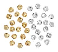 SYEYCW 100 Pezzi Campanelli Natalizi, 12mm Campanellini Sonagli Metallo, Artigianato Piccoli Campanelli, per Decorativi di Natale, Creazione di Gioielli, Decorazione di Festa, Argento, Oro
