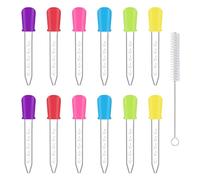 SYEYCW 12 Pezzi 5ml Pipette Contagocce Plastica Pipetta Dropper con 1 Pezzi Spazzola Pulita, Pipette Contagocce in Silicone, per Caramelle, Mangiatoia per Bambini, Stampi Gommosi e Artigianato