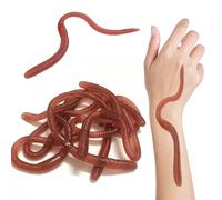 SYEYCW 12 Pezzi Falsi Lombrichi, 18cm Vermi Finti Realistici, Elastici Lombrichi in Plastica, Vermi Artificiali Giocattolo, Oggetti di Scena Spaventosi, per Decorazione di Halloween, Pesce d'Aprile