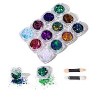 SYEYCW 12 pezzi Glitter Cosmetici per viso, capelli, occhi, lucidalabbra, trucco, festival, bambini, Halloween, Natale