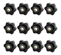 SYEYCW 12 Pezzi M6 Manopola a Stella, 32mm Manopola di Serraggio a Stella Nera, Plastica Dado di Serraggio, Universale Manopole Maniglia con Filettatura Impugnatura, per Macchine Utensili, Mobili