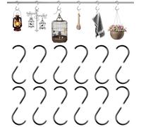 SYEYCW 12 Pezzi Metallo Ganci a S, Nero Gancio a Forma di S con Fibbia di Sicurezza, 9.2cm Gancio a S Grande per Appendere, Ganci a S Anticaduta, per Utensili da Cucina, Bagno, Giardino