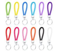 SYEYCW 12 Pezzi Portachiavi Corda in Pelle Intrecciata, Colorato PU Intrecciato, Ciondolo Auto per Uomo e Donna, 12 Colori