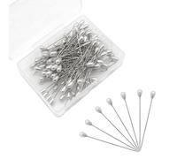 SYEYCW 150 Pezzi Spilli con Perle a Goccia Bianco, 5.5cm Lunghe Spille Dritta Bouquet, Perni di Perle Sintetiche Spille con Scatola di Plastica, per Artigianale Fai Da Te, Bouquet da Sposa, Bianco