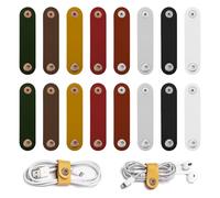 SYEYCW 16 Pezzi Organizer Cavi, Organizzatore di Cavi in Pelle PU, Fascette per Cavi Riutilizzabili, Ordinatore di Cavi di Caricabatterie Portatile, per Evitare Che i Cavi e i Fili Usb Si Aggroviglino