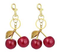 SYEYCW 2 Pezzi Charms per Borse, Portachiavi Ciliegia, Versatile Key Ring, Elegante Portachiavi a Forma di Ciliegia, Portachiavi Versatile, Accessori per Portachiavi per Borse, Portafogli, Auto