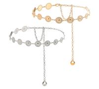 SYEYCW 2 Pezzi Cintura a Catena da Donna, Cintura Moda Esquisite, Catena in Metallo Cintura, Regolabile Boho Waist Chain, Cinture Boho Squisite, per Concerti Country, per Vestito, Jeans, Oro e Argento