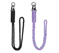SYEYCW 2 Pezzi Cordino Paracord, 55cm Collo Paracadute, Cordino Portachiavi con Moschettone in Metallo, Cordino da Collo Colorato Intrecciato, per Carta d'Identità, Chiavi, Attività All'Aperto