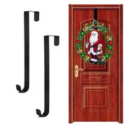 SYEYCW 2 Pezzi Gancio per Ghirlanda Porta Blindata, Ghirlanda di Natale Gancio in Metallo, per Natale, Casa, Ufficio, Parete, Ghirlande di Nozze o Decorazioni, per Interno e Esterno Display (Nero)