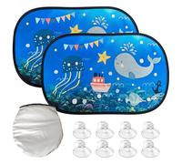 SYEYCW 2 Pezzi Parasole Auto per Bambini, Tendine Parasole Auto con Protezione UV, 51 x 31cm Universale Tendine Parasole Finestrini Laterali con 8 Ventose, Tendina Parasole Proteggi Bambini e Animali