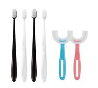SYEYCW 2 Pezzi Spazzolino da Denti a Forma di U per Bambini, 4 Pezzi Spazzolino da Denti Extra Morbido, 20000 Setole Fibra Sterile per Gengive Fragili, Silicone Spazzolino di U per Bambini 6-12 Anni
