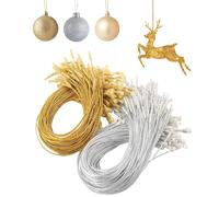 SYEYCW 200 Pezzi Cordino Natalizio, Corda per Appendini per Ornamenti di Natale, per Appendere Palle di Natale, Etichetta Regalo, Cartellino, Decorazione Dell'Albero di Natale, Oro, Argento
