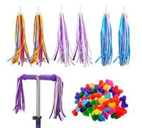 SYEYCW 3 Paia Bici Manubrio Stelle Filanti Streamers, con 35 Pezzi Decorazioni d Perline per Raggi per Bici Colorate, Decorazioni per Bicicletta, Colorato Accessori, Accessori Bici Bambino