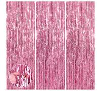 SYEYCW 3 Pezzi 1m x 2.5m Tende con Frange in Lamina Rosa, Frangia Tende Festa Sfondo, Tende Metalliche Tinsel, per Feste di Compleanno, Baby Shower, Matrimoni, Decorazioni Natalizie (Rosa)