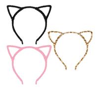 SYEYCW 3 Pezzi Cerchietto Orecchie Gatto, Orecchie da Gatto, Orecchie con Stampa Leopardata e Cerchietti con Orecchie da Gatto Pelose, per Travestimenti, Feste Cosplay e Decorazioni Quotidiane