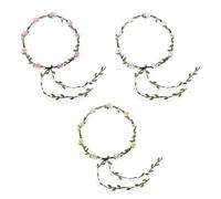 SYEYCW 3 Pezzi Fiore Corona Fascia Capelli, Corona Sposa Fascia di Fiori, Ghirlanda Floreale per Donna Ragazza, Festa di Matrimoni Festival Accessori per Capelli, Bianco, Rosa, Champagne