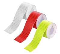 SYEYCW 3 Pezzi Nastro Catarifrangente Adesivo, 2cm X 3m Strisce Catarifrangenti Adesive, Rosso Giallo Bianco Impermeabile Riflettente Nastro di Sicurezza Esterni, per Veicoli, Caschi, Abbigliamento