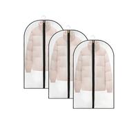 SYEYCW 3 Pezzi Nere Cerniera Borse Protector Custodia Abiti, 60 x 100cm PEVA Copriabiti da Traslucidi Traspiranti, Antipolvere Impermeabile Antitarme Buste Copri Abiti, per Smoking, Giacca, Camicie