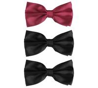 SYEYCW 3 Pezzi Papillon per Uomo, Papillon da Collo Formale Regolabile, Papillon Pre-Annodato da Uomo, Papillon in Tinta Unita, per Feste, Matrimoni, Cene, Balli Studenteschi, Nero, Rosso Vino
