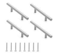 SYEYCW 4 Pezzi Argento Maniglie per Mobili da Cucina, 127mm Maniglie Armadio in Acciaio Inossidabile, Distanza dei Fori 76mm Maniglia per Mobili, T Barra Maniglia Spazzolato, per Armadio, Cassetto