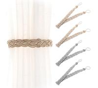 SYEYCW 4 Pezzi Embrasse per Tende, Fermatende con Corda di Canapa Intrecciata, Lacci Decorativi per Tende, Lacci per Tende in Tessuto, per Tende, Adatti per Casa, Ufficio, Ristorante, 2 Colori