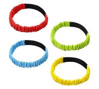 SYEYCW 4 Pezzi Fasce da Gara a 3 Gambe, Cinghie Elastiche a 3 Zampe per Adulti Bambini, Fasce Elastiche da Corsa a Tre Zampe, per Gioco di Staffetta, Giornata sul Campo, Giochi di Squadra, 4 Colori