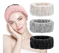 SYEYCW 4 Pezzi Fasce per Lavaggio Viso, Fascia per Viso Spa, Fascia Capelli Donna Trucco, Fascia da Avvolgere Elastica Morbido, per Viso, Doccia, Sport, Cura Della Pelle, Nero, Grigio, Rosa, Bianco