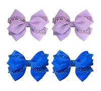 SYEYCW 4 Pezzi Fermaglio per Capelli con Fiocco Glitterato, Clip a Coccodrillo con Fiocco Scintillante, per Compleanno, Natale, Quotidianità, Feste di Matrimonio, Abiti Decorativi